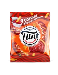 Сухарики пшенично-житні зі смаком Колбаски BBQ 70кетчуп Томатний ТМ flint 15г