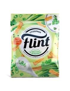 Сухарики пшенично-житні зі смаком Сметана із зеленню ТМ flint 110г