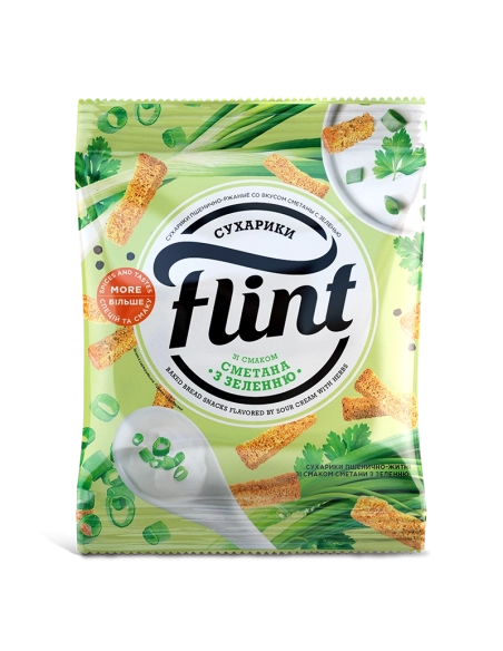 Сухарики пшенично-житні зі смаком Сметана із зеленню ТМ flint 110г