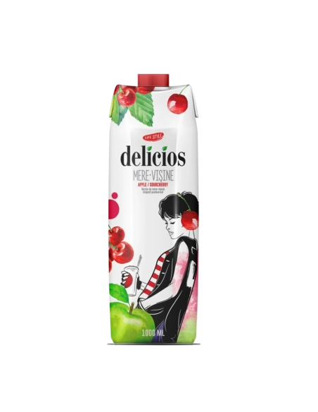 Нектар яблучно-вишневий з цукром ТМ Delicios 1л