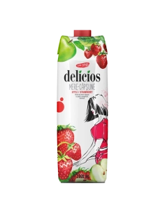 Нектар яблучно-полуничний з м'якоттю та цукром 1л ТМ Delicios