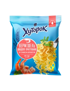Вермішель швидкого приготування зі смаком креветок ТМ "Хуторок" 60г.