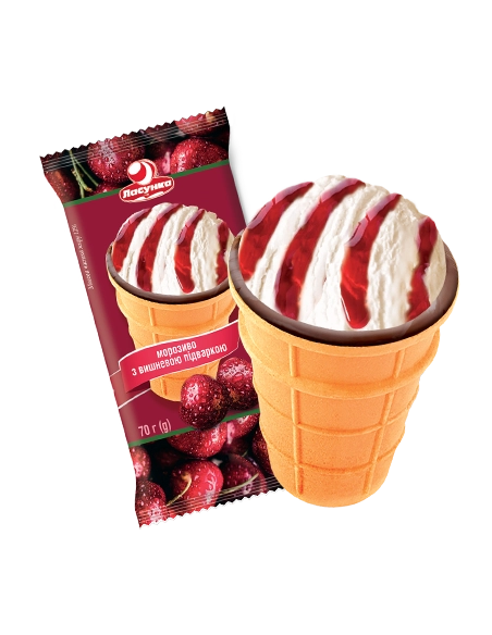 Морозиво Ласунка Стакан з Вишневим Джемом з шоколад вприском 70гр